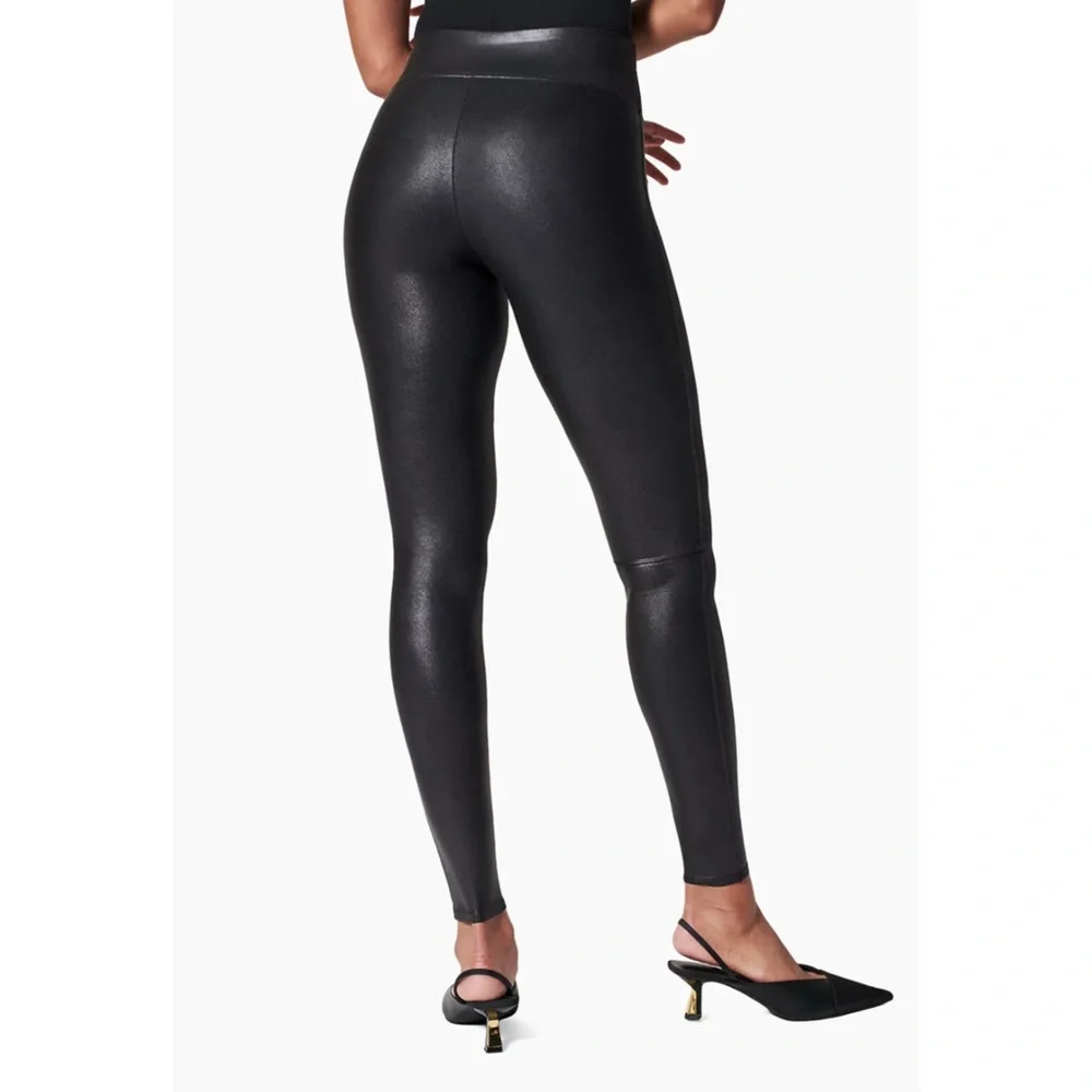 SPANX Faux Leather Leggings - Tummy Control - Power Compression - High Waist! - Picture 3 of 5